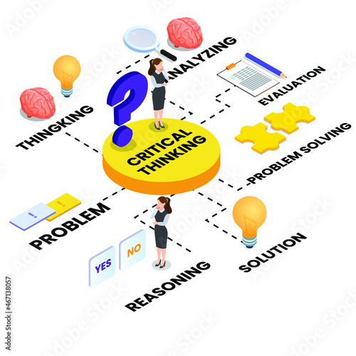 Critical thinking 3d isometric vector illustration concept for banner, website, landing page, ads, flyer template