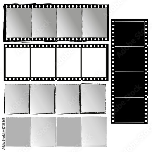 Retro icon with black film taped on tape.Negative.Camera icon. Photo frame. Stock image. EPS 10.