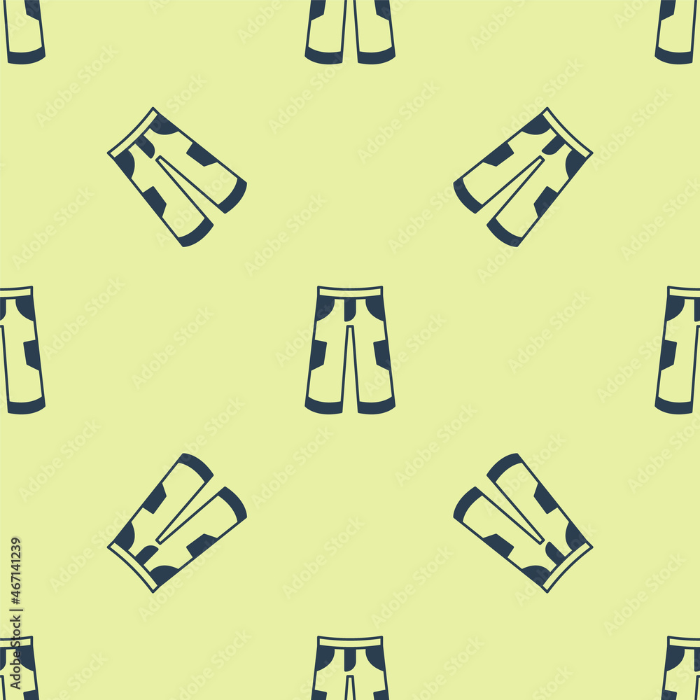Blue Pants icon isolated seamless pattern on yellow background. Trousers sign. Vector Blue Pants icon isolated seamless pattern on yellow background. Trousers sign. Vector