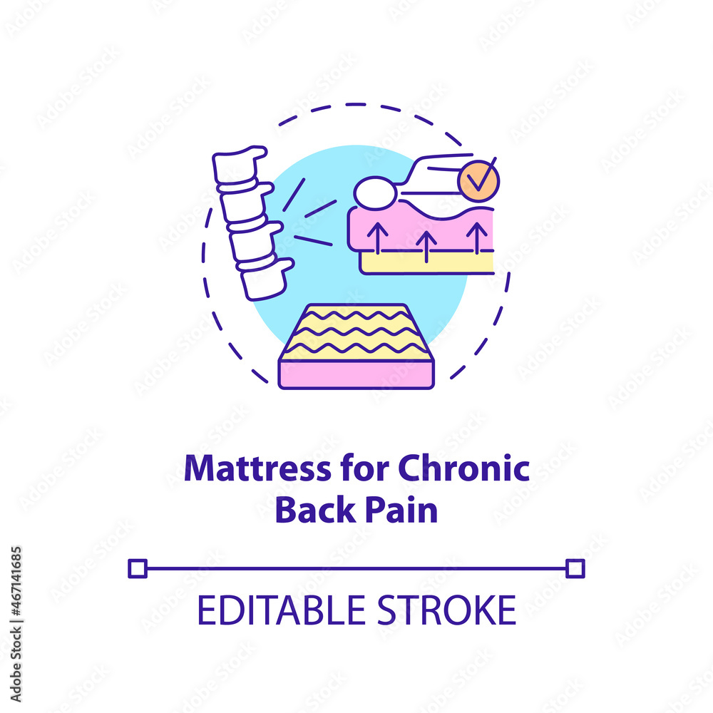 Mattress for chronic back pain concept icon. Relieving back ache