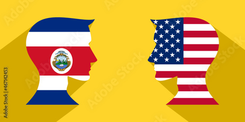 face to face concept. usa vs costa rica. vector illustration