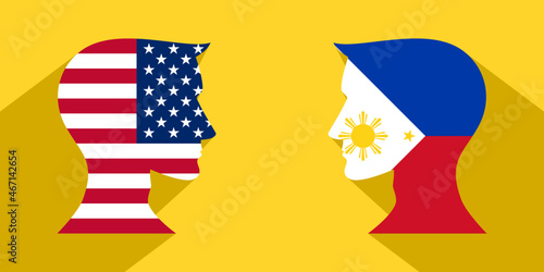 face to face concept. usa vs philippines. vector illustration