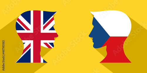 face to face concept. british vs czech republic. vector illustration 
