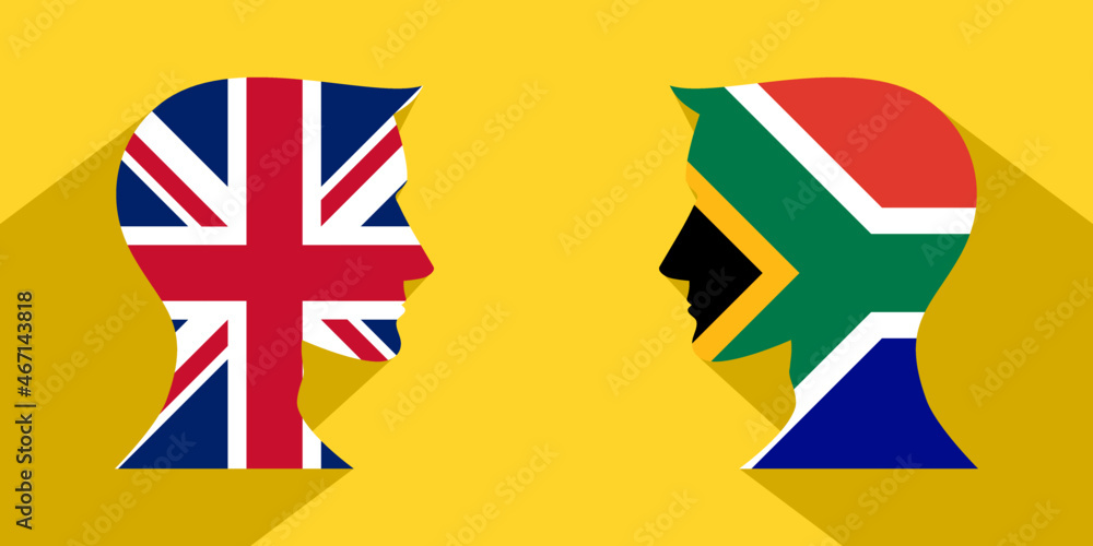 face to face concept. british vs south africa. vector illustration 