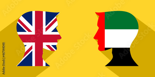 face to face concept. british vs  united arab emirates. vector illustration 