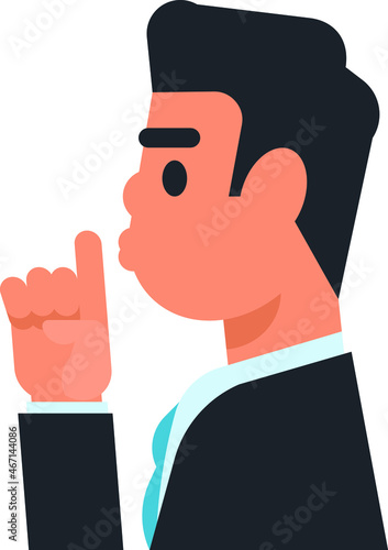 Vector Image Of A Man Making A Gesture To Keep Quiet, Isolated On White Background. photo