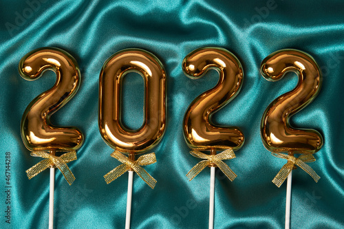 Happy New year 2022 background. Golden 2022 number