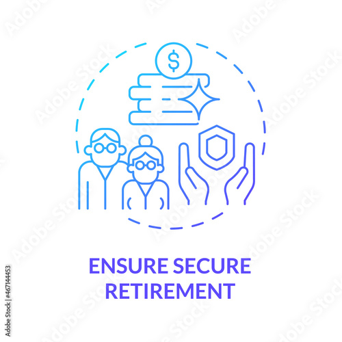 Retiral safety plan concept icon. Emergency retirement fund abstract idea thin line illustration. Sustained retirement income. Secure pension budget. Vector isolated outline color drawing