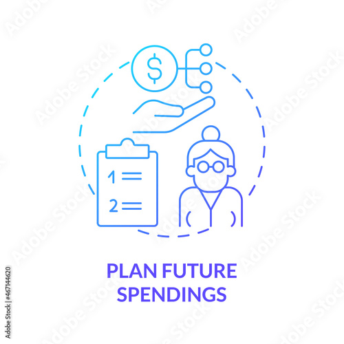 Calculate future expenses concept icon. Plan budget and income abstract idea thin line illustration. Manage spending properly. Control finances. Vector isolated outline color drawing