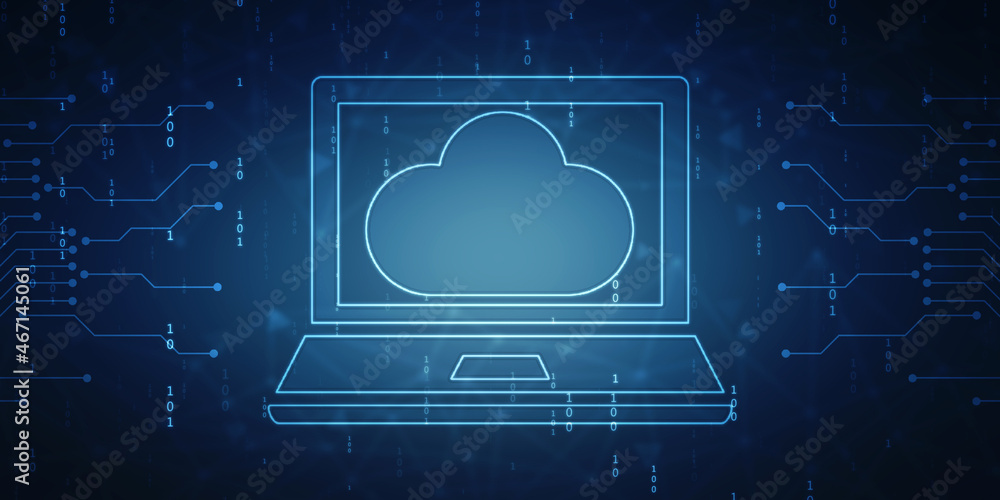 2d illustration of Cloud computing, Digital Cloud computing Concept background. Cyber technology, internet data storage, database and data server concept 2d illustration of Cloud computing, Digital Cloud computing Concept background. Cyber technology, internet data storage, database and data server concept