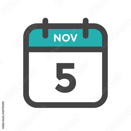 November 5 Calendar Day or Calender Date for Deadlines or Appointment