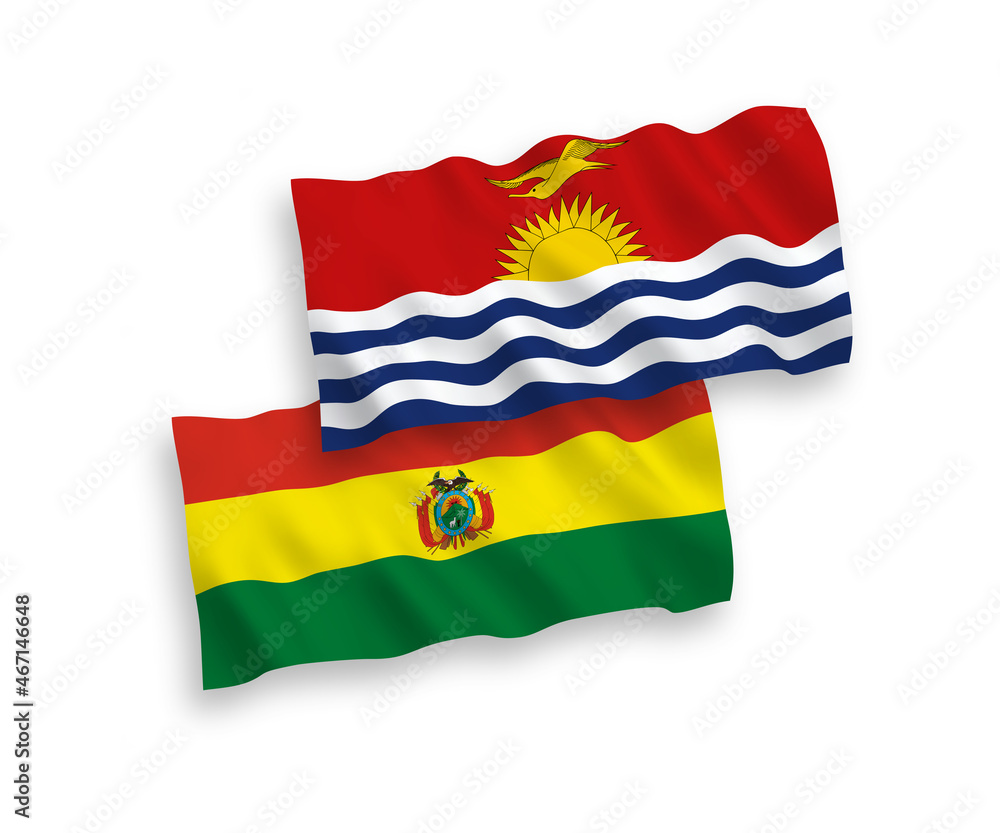 Flags of Republic of Kiribati and Bolivia on a white background Flags of Republic of Kiribati and Bolivia on a white background