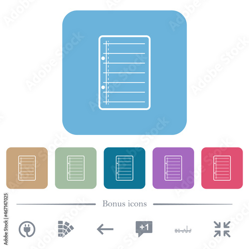 Scratch pad flat icons on color rounded square backgrounds