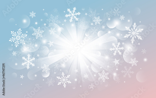 Christmas and Winter banner background design of snowflake with light