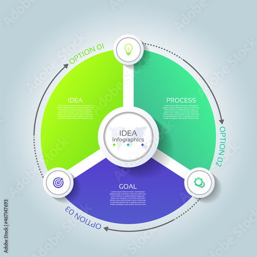 Presentation business abstract background infographic template circle with 3 step
