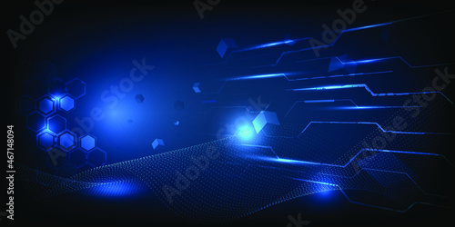 Perspective blue digital vision of world technology of the future.Vector illustrations.