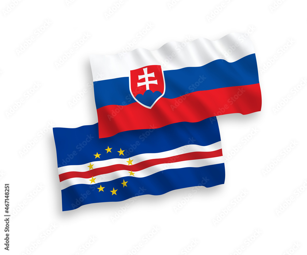 Naklejka premium Flags of Slovakia and Republic of Cabo Verde on a white background