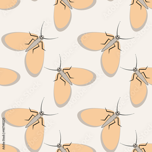 Illustration on a square background - stylized moths - graphics. Summer, insects, unbearable ease of life