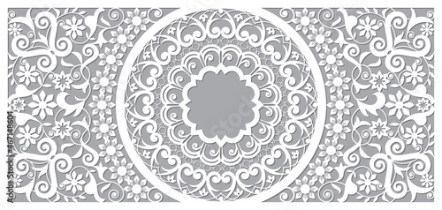 Moroccan vector retro frame or border recangle design,, inspired by the carved wood wall panels from Morocco
