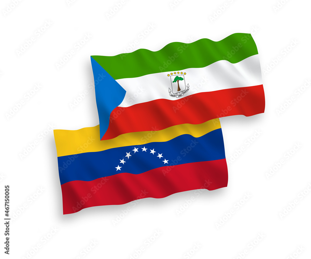 Fototapeta premium Flags of Venezuela and Republic of Equatorial Guinea on a white background