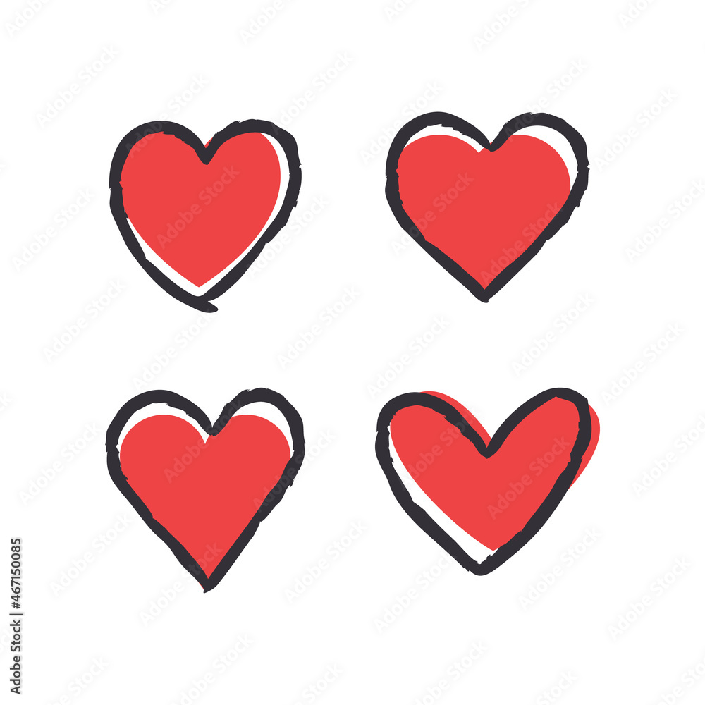 Hearts doodle collection. Heart illustrations. Hand drawn valentine's day romance symbol. Hearts doodle collection. Heart illustrations. Hand drawn valentine's day romance symbol.