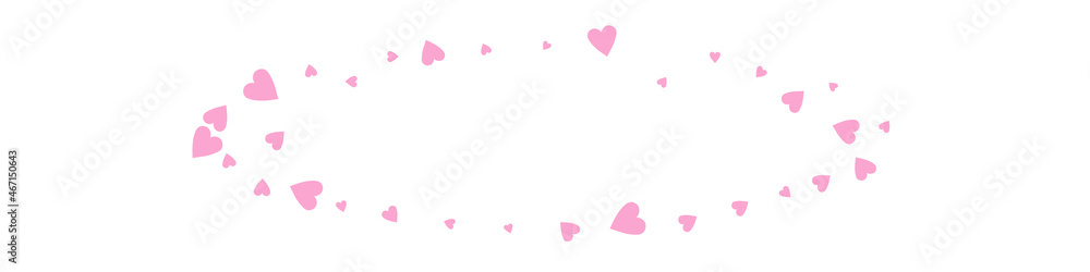Burgundy Hearts Vector Panoramic White Backgound.