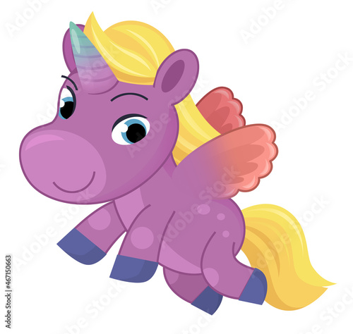 cartoon scene with colorful happy horse unicorn pony