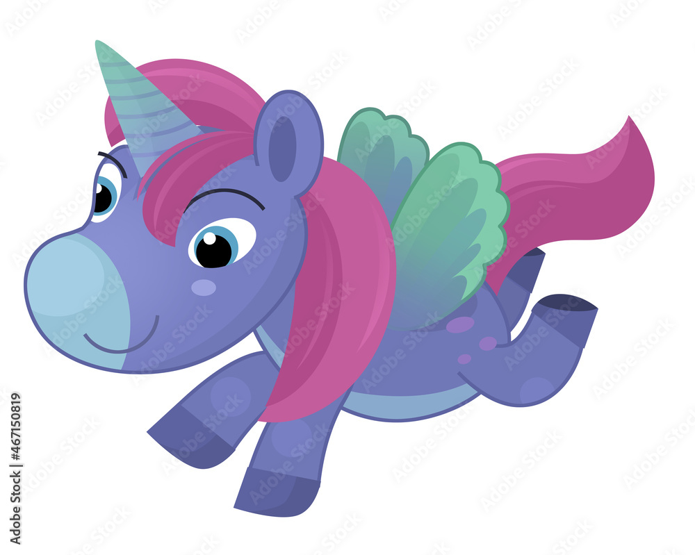 Fototapeta premium cartoon scene with colorful happy horse unicorn pony