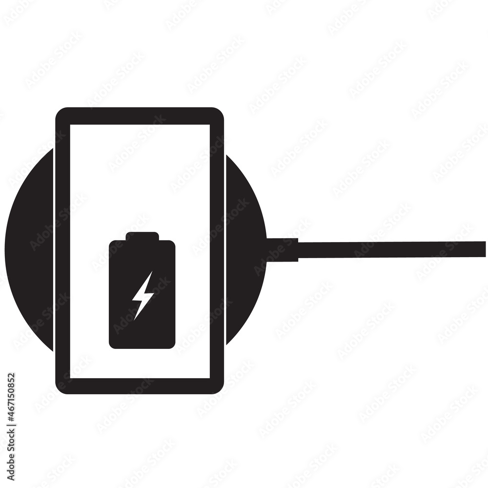 Smartphone charging on wireless charger. Wireless charging smartphone sign. flat style. Smartphone charging on wireless charger. Wireless charging smartphone sign. flat style.