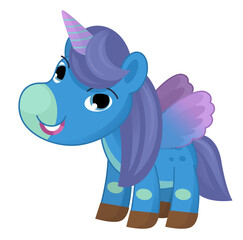 Wandcirkels Eenhoorn Vrolijke pony eenhoorn tekening  © honeyflavour