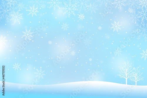 abstract christmas and winter snowy landscape background vector illustration