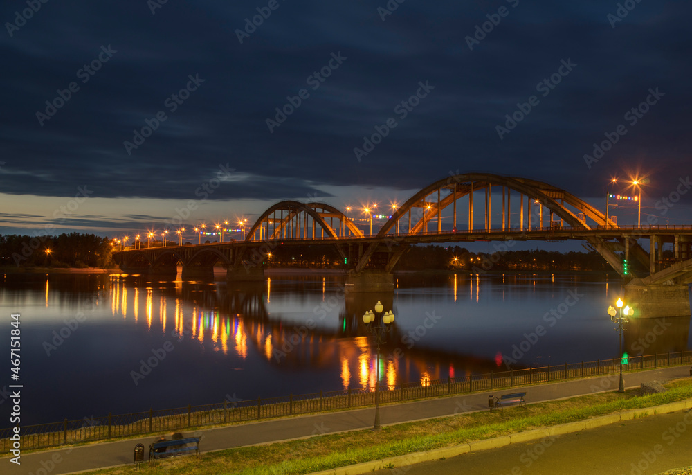 View of Volga bridge in Rybinsk. Russia