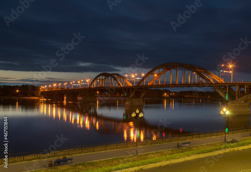 View of Volga bridge in Rybinsk. Russia