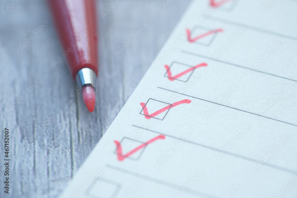 check mark on a check box on a paper check mark on a check box on a paper