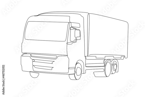 Truck box for goods transportation continuous one line drawing