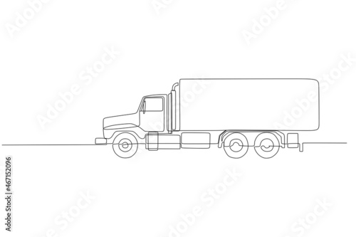 Cargo Delivery Truck continuous one line drawing