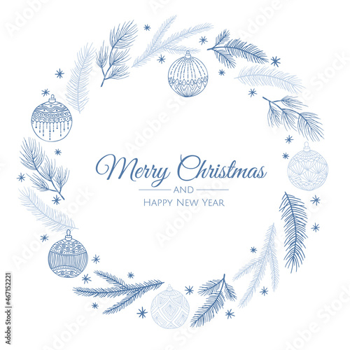 Vector composition with winter forest branches. Great for Christmas cards, party invitations, holiday sales. Can be used for poster, web page, packaging.