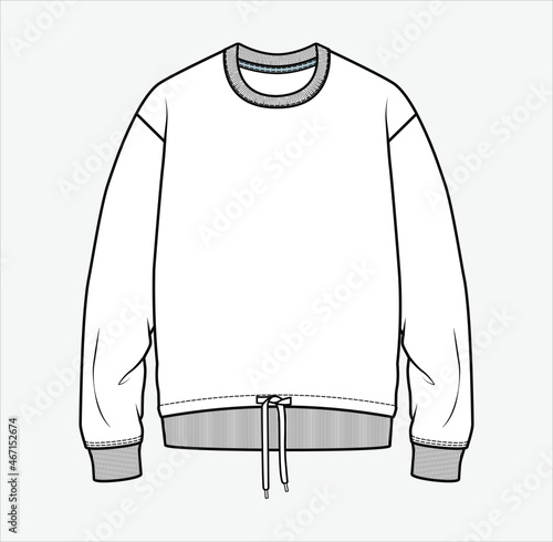 Sweatshirt Vector, unisex, Fashion Flat Sketch, Fashion Template, Technical Sketch, Menswear, Sportswear, Sweatshirt Design. You can use it as a base in your collection.