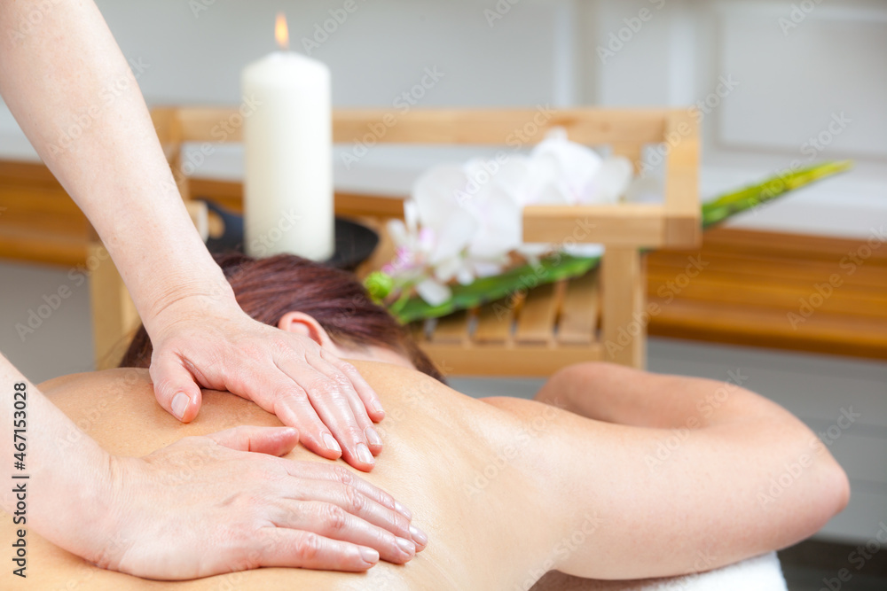 Fototapeta premium Close up of mature woman having massage