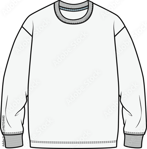 Sweatshirt Vector, unisex, Fashion Flat Sketch, Fashion Template, Technical Sketch, Menswear, Sportswear, Sweatshirt Design. You can use it as a base in your collection.