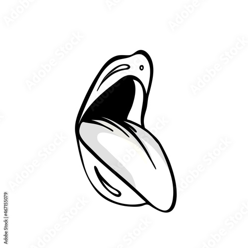 Female sexy mouth with tongue. pink lips vector illustration. Isolated on white background
