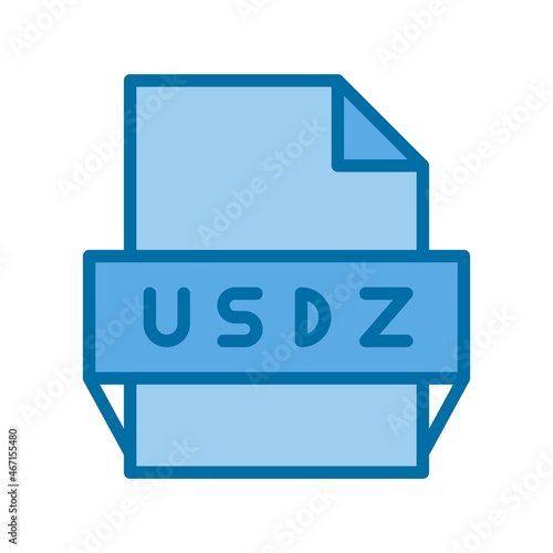 Usdz Filled Blue Vector Icon Design photo