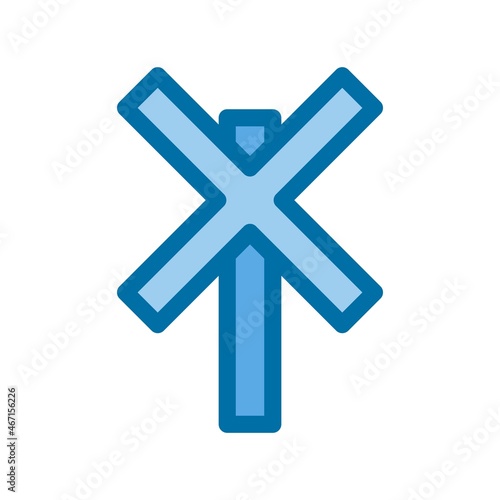 Level Crossing Filled Blue Vector Icon Design