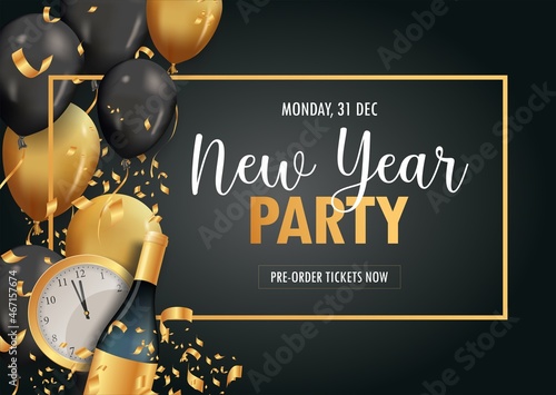 Tapeta New Year Party design with time and venue details for New Year celebration concept