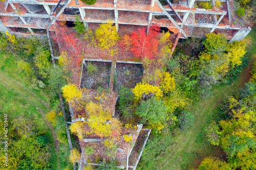 Ruin of a hotel in the Carpathians. photo