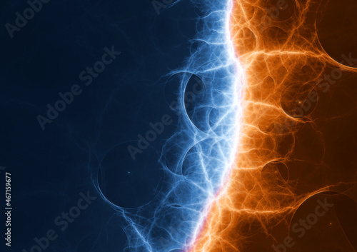 Fire and ice lightning background, power electrical abstract