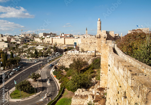 Panoramic view of Jerusalem Old City from Tower Of David citadel. Israel.
 photo
