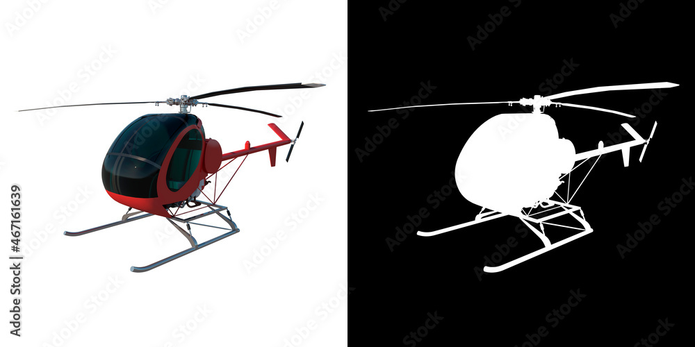 Ultra Light Helicopter 1- Perspective F view white background alpha png 3D Rendering Ilustracion 3D	