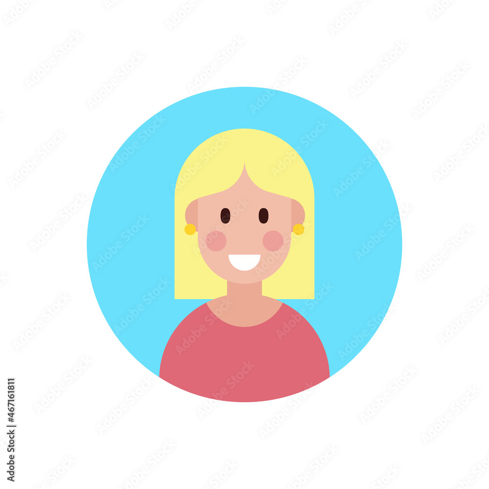 Woman icon in circle. Vector illustration.