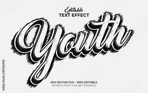 Youth text effect cartoon style. Editable text effect.